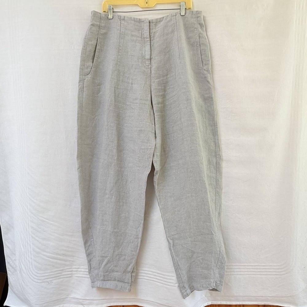 Oska I4 16 Beige  Linen Pants Barrel Balloon Wide Leg Trousers Beach Coastal